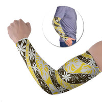 Rearea Tahiti Tiare Monstera Arm Sleeves Polynesian Pattern Curve Style LT01 Set of 2 Yellow - Polynesian Pride