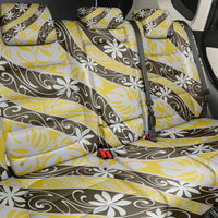 Rearea Tahiti Tiare Monstera Back Car Seat Cover Polynesian Pattern Curve Style - Polynesian Pride