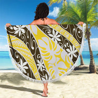 Rearea Tahiti Tiare Monstera Beach Blanket Polynesian Pattern Curve Style - Polynesian Pride