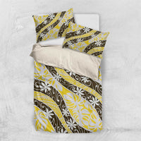 Rearea Tahiti Tiare Monstera Bedding Set Polynesian Pattern Curve Style LT01 US Twin 172cm x 218cm Yellow - Polynesian Pride