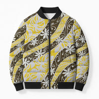 Rearea Tahiti Tiare Monstera Bomber Puffer Jacket Polynesian Pattern Curve Style LT01 Unisex Yellow - Polynesian Pride