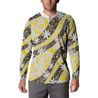 Rearea Tahiti Tiare Monstera Button Sweatshirt Polynesian Pattern Curve Style LT01 - Polynesian Pride