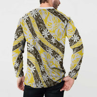 Rearea Tahiti Tiare Monstera Button Sweatshirt Polynesian Pattern Curve Style LT01 - Polynesian Pride