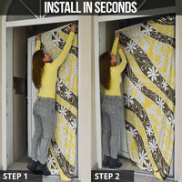 Rearea Tahiti Tiare Monstera Door Cover Polynesian Pattern Curve Style - Polynesian Pride
