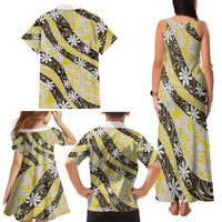 Rearea Tahiti Tiare Monstera Family Matching Tank Maxi Dress and Hawaiian Shirt Polynesian Pattern Curve Style - Polynesian Pride