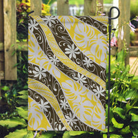 Rearea Tahiti Tiare Monstera Garden Flag Polynesian Pattern Curve Style - Polynesian Pride