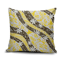 Rearea Tahiti Tiare Monstera Pillow Cover Polynesian Pattern Curve Style LT01 Yellow - Polynesian Pride