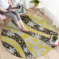 Rearea Tahiti Tiare Monstera Round Carpet Polynesian Pattern Curve Style LT01 - Polynesian Pride