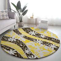 Rearea Tahiti Tiare Monstera Round Carpet Polynesian Pattern Curve Style LT01 - Polynesian Pride