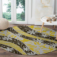Rearea Tahiti Tiare Monstera Round Carpet Polynesian Pattern Curve Style LT01 - Polynesian Pride