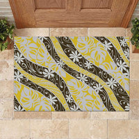Rearea Tahiti Tiare Monstera Rubber Doormat Polynesian Pattern Curve Style LT01 Yellow - Polynesian Pride