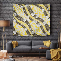 Rearea Tahiti Tiare Monstera Tapestry Polynesian Pattern Curve Style LT01 Yellow - Polynesian Pride