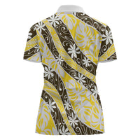 Rearea Tahiti Tiare Monstera Women Polo Shirt Polynesian Pattern Curve Style - Polynesian Pride