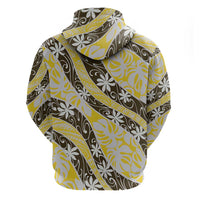 Rearea Tahiti Tiare Monstera Zip Hoodie Polynesian Pattern Curve Style LT01 - Polynesian Pride