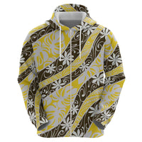 Rearea Tahiti Tiare Monstera Zip Hoodie Polynesian Pattern Curve Style LT01 - Polynesian Pride