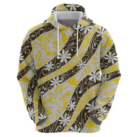 Rearea Tahiti Tiare Monstera Zip Hoodie Polynesian Pattern Curve Style LT01 - Polynesian Pride