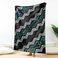 Personalised Taniko Aotearoa Mix Paua Shell Blanket Niho Taniwha Turquoise Glitter