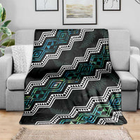 Personalised Taniko Aotearoa Mix Paua Shell Blanket Niho Taniwha Turquoise Glitter