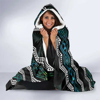 Personalised Taniko Aotearoa Mix Paua Shell Hooded Blanket Niho Taniwha Turquoise Glitter