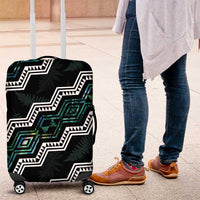 Personalised Taniko Aotearoa Mix Paua Shell Luggage Cover Niho Taniwha Turquoise Glitter