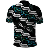 Personalised Taniko Aotearoa Mix Paua Shell Polo Shirt Niho Taniwha Turquoise Glitter