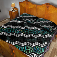 Personalised Taniko Aotearoa Mix Paua Shell Quilt Bed Set Niho Taniwha Turquoise Glitter