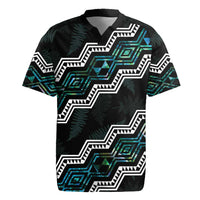 Personalised Taniko Aotearoa Mix Paua Shell Rugby Jersey Niho Taniwha Turquoise Glitter LT01 Turquoise - Polynesian Pride