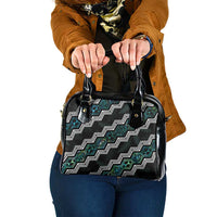 Taniko Aotearoa Mix Paua Shell Shoulder Handbag Niho Taniwha Turquoise Glitter LT01 One Size Turquoise - Polynesian Pride