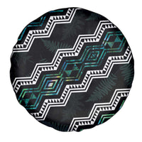 Personalised Taniko Aotearoa Mix Paua Shell Spare Tire Cover Niho Taniwha Turquoise Glitter