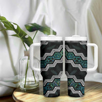 Taniko Aotearoa Mix Paua Shell Tumbler With Handle Niho Taniwha Turquoise Glitter LT01 - Polynesian Pride