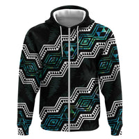 Personalised Taniko Aotearoa Mix Paua Shell Zip Hoodie Niho Taniwha Turquoise Glitter