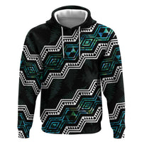 Personalised Taniko Aotearoa Mix Paua Shell Zip Hoodie Niho Taniwha Turquoise Glitter