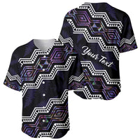 Personalised Taniko Aotearoa Mix Paua Shell Baseball Jersey Niho Taniwha Lilac Glitter LT01 - Polynesian Pride