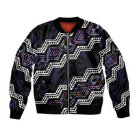 Personalised Taniko Aotearoa Mix Paua Shell Bomber Jacket Niho Taniwha Lilac Glitter