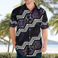 Personalised Taniko Aotearoa Mix Paua Shell Hawaiian Shirt Niho Taniwha Lilac Glitter