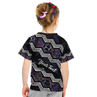 Personalised Taniko Aotearoa Mix Paua Shell Kid T Shirt Niho Taniwha Lilac Glitter LT01 - Polynesian Pride