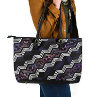 Personalised Taniko Aotearoa Mix Paua Shell Leather Tote Bag Niho Taniwha Lilac Glitter LT01 - Polynesian Pride