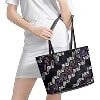 Personalised Taniko Aotearoa Mix Paua Shell Leather Tote Bag Niho Taniwha Lilac Glitter LT01 - Polynesian Pride