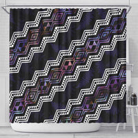 Personalised Taniko Aotearoa Mix Paua Shell Shower Curtain Niho Taniwha Lilac Glitter
