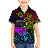 Wellington Pride Family Matching Short Sleeve Bodycon Dress and Hawaiian Shirt Aotearoa Tribal Rainbow Pattern LT01 Son's Shirt Black - Polynesian Pride
