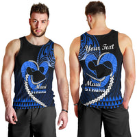 Personalised Hawaii Men Tank Top Maui Be Strong Kakau Blue Version LT01 - Polynesian Pride