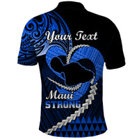 Personalised Hawaii Polo Shirt Maui Be Strong Kakau Blue Version LT01 - Polynesian Pride
