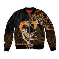 Personalised Hawaii Sleeve Zip Bomber Jacket Maui Be Strong Kakau Gold Version LT01 Unisex Gold - Polynesian Pride