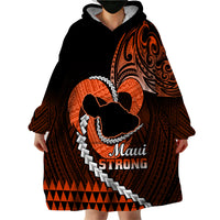 Personalised Hawaii Wearable Blanket Hoodie Maui Be Strong Kakau Orange Version LT01 - Polynesian Pride