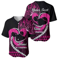 Personalised Hawaii Baseball Jersey Maui Be Strong Kakau Pink Version LT01 - Polynesian Pride