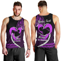 Personalised Hawaii Men Tank Top Maui Be Strong Kakau Purple Version LT01 - Polynesian Pride