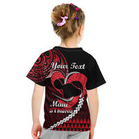 Personalised Hawaii Kid T Shirt Maui Be Strong Kakau Red Version LT01 - Polynesian Pride