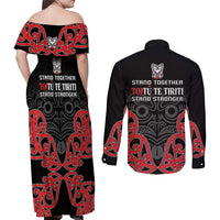Toitu Te Tiriti 1840 Aotearoa Couples Matching Off Shoulder Maxi Dress and Long Sleeve Button Shirt Stand Together Stand Stronger