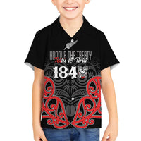 Toitu Te Tiriti 1840 Aotearoa Family Matching Long Sleeve Bodycon Dress and Hawaiian Shirt Stand Together Stand Stronger LT01 Son's Shirt Black - Polynesian Pride