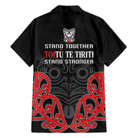 Toitu Te Tiriti 1840 Aotearoa Family Matching Off The Shoulder Long Sleeve Dress and Hawaiian Shirt Stand Together Stand Stronger LT01 - Polynesian Pride